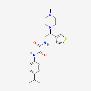molecular formula C22H30N4O2S B2938485 N1-(4-isopropylphenyl)-N2-(2-(4-methylpiperazin-1-yl)-2-(thiophen-3-yl)ethyl)oxalamide CAS No. 946355-34-6