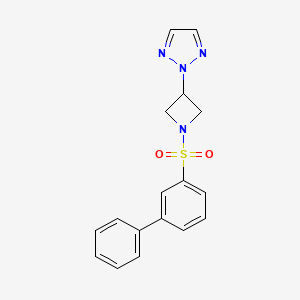molecular formula C17H16N4O2S B2938486 2-(1-([1,1'-联苯]-3-基磺酰基)氮杂环丁-3-基)-2H-1,2,3-三唑 CAS No. 2194906-85-7