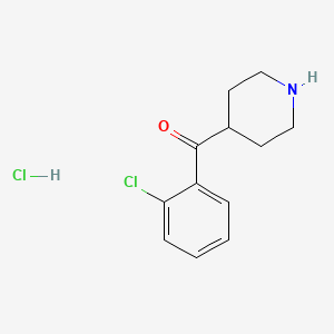 molecular formula C12H15Cl2NO B2938496 (2-氯苯基)(哌啶-4-基)甲酮盐酸盐 CAS No. 1241898-75-8