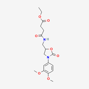 molecular formula C18H24N2O7 B2938504 Ethyl 4-(((3-(3,4-dimethoxyphenyl)-2-oxooxazolidin-5-yl)methyl)amino)-4-oxobutanoate CAS No. 955242-78-1