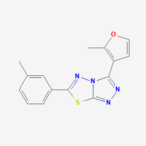 molecular formula C15H12N4OS B293851 3-(2-Methyl-3-furyl)-6-(3-methylphenyl)[1,2,4]triazolo[3,4-b][1,3,4]thiadiazole 
