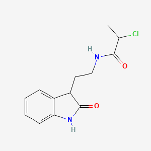 molecular formula C13H15ClN2O2 B2938519 2-氯-N-[2-(2-氧代-1,3-二氢吲哚-3-基)乙基]丙酰胺 CAS No. 2411283-45-7