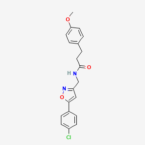 molecular formula C20H19ClN2O3 B2938530 N-((5-(4-chlorophenyl)isoxazol-3-yl)methyl)-3-(4-methoxyphenyl)propanamide CAS No. 946344-90-7