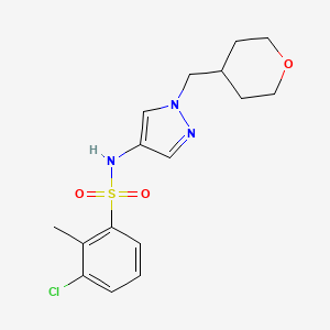 molecular formula C16H20ClN3O3S B2938538 3-chloro-2-methyl-N-(1-((tetrahydro-2H-pyran-4-yl)methyl)-1H-pyrazol-4-yl)benzenesulfonamide CAS No. 1706077-27-1