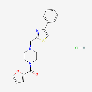 Furan-2-yl(4-((4-phenylthiazol-2-yl)methyl)piperazin-1-yl)methanone hydrochloride
