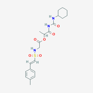 [1-(cyclohexylcarbamoylamino)-1-oxopropan-2-yl] 2-[[(E)-2-(4-methylphenyl)ethenyl]sulfonylamino]acetate