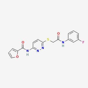 molecular formula C17H13FN4O3S B2938543 N-(6-((2-((3-fluorophenyl)amino)-2-oxoethyl)thio)pyridazin-3-yl)furan-2-carboxamide CAS No. 1021136-29-7