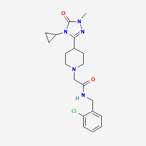 molecular formula C20H26ClN5O2 B2938549 N-(2-chlorobenzyl)-2-(4-(4-cyclopropyl-1-methyl-5-oxo-4,5-dihydro-1H-1,2,4-triazol-3-yl)piperidin-1-yl)acetamide CAS No. 1797744-38-7