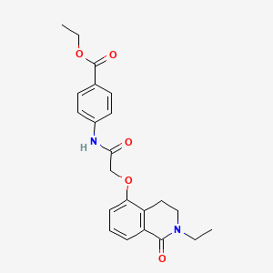 molecular formula C22H24N2O5 B2938554 Ethyl 4-(2-((2-ethyl-1-oxo-1,2,3,4-tetrahydroisoquinolin-5-yl)oxy)acetamido)benzoate CAS No. 850905-12-3