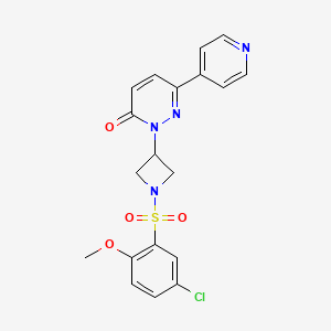 molecular formula C19H17ClN4O4S B2938558 2-[1-(5-Chloro-2-methoxyphenyl)sulfonylazetidin-3-yl]-6-pyridin-4-ylpyridazin-3-one CAS No. 2380180-93-6