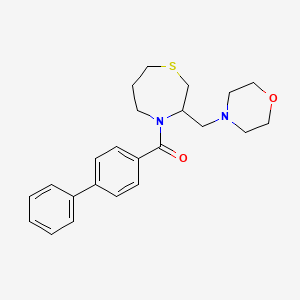 molecular formula C23H28N2O2S B2938566 [1,1'-Biphenyl]-4-yl(3-(morpholinomethyl)-1,4-thiazepan-4-yl)methanone CAS No. 1421456-04-3