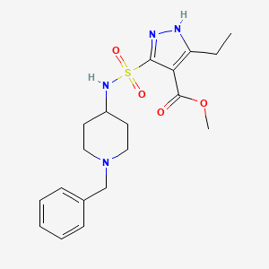 molecular formula C19H26N4O4S B2938578 methyl 5-{[(1-benzylpiperidin-4-yl)amino]sulfonyl}-3-ethyl-1H-pyrazole-4-carboxylate CAS No. 1239978-13-2