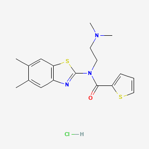 molecular formula C18H22ClN3OS2 B2938595 盐酸N-(2-(二甲氨基)乙基)-N-(5,6-二甲基苯并[d]噻唑-2-基)噻吩-2-甲酰胺 CAS No. 1216751-04-0