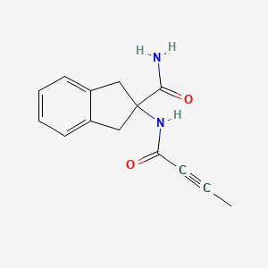 molecular formula C14H14N2O2 B2938598 2-(But-2-ynoylamino)-1,3-dihydroindene-2-carboxamide CAS No. 2411266-72-1