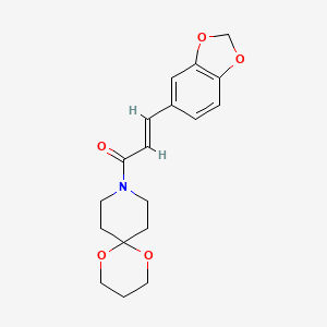 molecular formula C18H21NO5 B2938603 (E)-3-(benzo[d][1,3]dioxol-5-yl)-1-(1,5-dioxa-9-azaspiro[5.5]undecan-9-yl)prop-2-en-1-one CAS No. 1351664-44-2