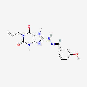(E)-1-allyl-8-(2-(3-methoxybenzylidene)hydrazinyl)-3,7-dimethyl-1H-purine-2,6(3H,7H)-dione