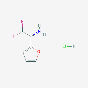 molecular formula C6H8ClF2NO B2938627 (1R)-2,2-Difluoro-1-(furan-2-yl)ethanamine;hydrochloride CAS No. 2343963-64-2