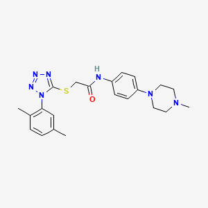 molecular formula C22H27N7OS B2938629 2-[1-(2,5-二甲基苯基)四唑-5-基]硫代-N-[4-(4-甲基哌嗪-1-基)苯基]乙酰胺 CAS No. 902319-70-4