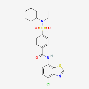 molecular formula C22H24ClN3O3S2 B2938634 N-(4-氯苯并[d]噻唑-7-基)-4-(N-环己基-N-乙基磺酰基)苯甲酰胺 CAS No. 1005304-84-6