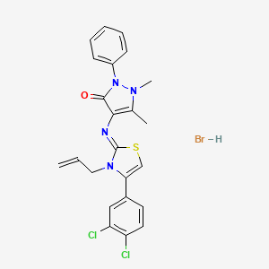 molecular formula C23H21BrCl2N4OS B2938641 (Z)-4-((3-allyl-4-(3,4-dichlorophenyl)thiazol-2(3H)-ylidene)amino)-1,5-dimethyl-2-phenyl-1H-pyrazol-3(2H)-one hydrobromide CAS No. 479351-91-2