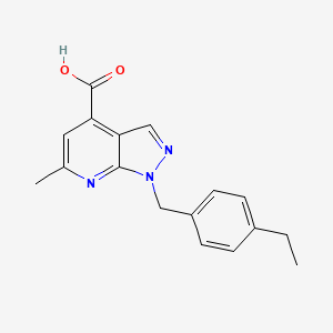 molecular formula C17H17N3O2 B2938643 1-(4-ethylbenzyl)-6-methyl-1H-pyrazolo[3,4-b]pyridine-4-carboxylic acid CAS No. 871497-71-1