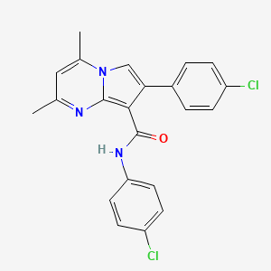 molecular formula C22H17Cl2N3O B2938647 N,7-bis(4-chlorophenyl)-2,4-dimethylpyrrolo[1,2-a]pyrimidine-8-carboxamide CAS No. 338419-68-4
