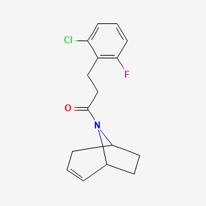 molecular formula C16H17ClFNO B2938658 1-((1R,5S)-8-氮杂双环[3.2.1]辛-2-烯-8-基)-3-(2-氯-6-氟苯基)丙-1-酮 CAS No. 1797875-03-6