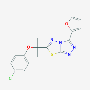 molecular formula C16H13ClN4O2S B293866 4-Chlorophenyl 1-[3-(2-furyl)[1,2,4]triazolo[3,4-b][1,3,4]thiadiazol-6-yl]-1-methylethyl ether 