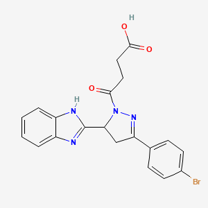 molecular formula C20H17BrN4O3 B2938660 4-(5-(1H-benzo[d]imidazol-2-yl)-3-(4-bromophenyl)-4,5-dihydro-1H-pyrazol-1-yl)-4-oxobutanoic acid CAS No. 871908-22-4