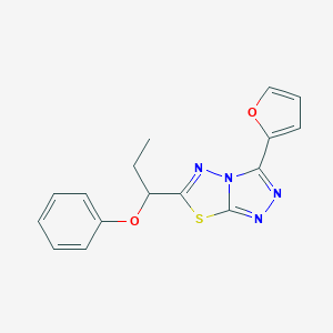 molecular formula C16H14N4O2S B293867 3-(Furan-2-yl)-6-(1-phenoxypropyl)[1,2,4]triazolo[3,4-b][1,3,4]thiadiazole 