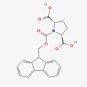 molecular formula C21H19NO6 B2938670 (2S,5R)-1-(9H-芴-9-基甲氧羰基)吡咯烷-2,5-二甲酸 CAS No. 2413848-43-6
