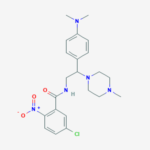 molecular formula C22H28ClN5O3 B2938676 5-chloro-N-(2-(4-(dimethylamino)phenyl)-2-(4-methylpiperazin-1-yl)ethyl)-2-nitrobenzamide CAS No. 941949-26-4