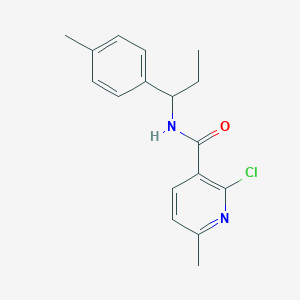 molecular formula C17H19ClN2O B2938677 2-chloro-6-methyl-N-[1-(4-methylphenyl)propyl]pyridine-3-carboxamide CAS No. 1147697-63-9