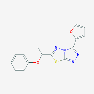 molecular formula C15H12N4O2S B293868 3-(Furan-2-yl)-6-(1-phenoxyethyl)[1,2,4]triazolo[3,4-b][1,3,4]thiadiazole 