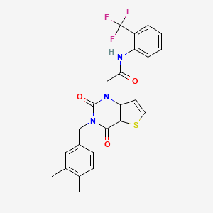 molecular formula C24H20F3N3O3S B2938680 2-{3-[(3,4-dimethylphenyl)methyl]-2,4-dioxo-1H,2H,3H,4H-thieno[3,2-d]pyrimidin-1-yl}-N-[2-(trifluoromethyl)phenyl]acetamide CAS No. 1252902-20-7
