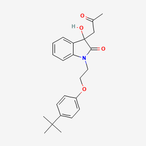 molecular formula C23H27NO4 B2938688 1-(2-(4-(Tert-butyl)phenoxy)ethyl)-3-hydroxy-3-(2-oxopropyl)indolin-2-one CAS No. 879043-56-8