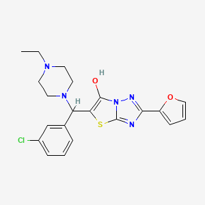 molecular formula C21H22ClN5O2S B2938693 5-((3-Chlorophenyl)(4-ethylpiperazin-1-yl)methyl)-2-(furan-2-yl)thiazolo[3,2-b][1,2,4]triazol-6-ol CAS No. 896291-30-8