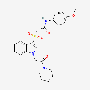 molecular formula C24H27N3O5S B2938694 N-(4-methoxyphenyl)-2-((1-(2-oxo-2-(piperidin-1-yl)ethyl)-1H-indol-3-yl)sulfonyl)acetamide CAS No. 878056-97-4
