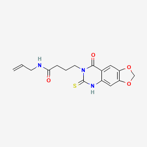 molecular formula C16H17N3O4S B2938708 4-(8-oxo-6-sulfanylidene-5H-[1,3]dioxolo[4,5-g]quinazolin-7-yl)-N-prop-2-enylbutanamide CAS No. 688054-14-0
