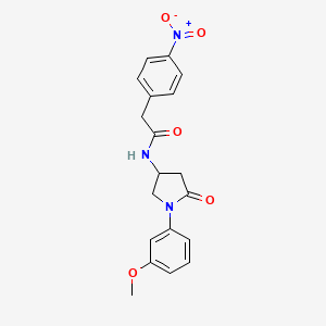 molecular formula C19H19N3O5 B2938761 N-(1-(3-methoxyphenyl)-5-oxopyrrolidin-3-yl)-2-(4-nitrophenyl)acetamide CAS No. 896273-47-5