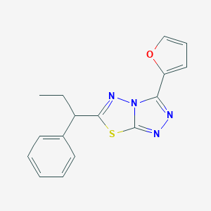 molecular formula C16H14N4OS B293877 3-(2-Furyl)-6-(1-phenylpropyl)[1,2,4]triazolo[3,4-b][1,3,4]thiadiazole 