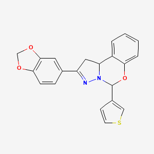 2-(benzo[d][1,3]dioxol-5-yl)-5-(thiophen-3-yl)-5,10b-dihydro-1H-benzo[e]pyrazolo[1,5-c][1,3]oxazine