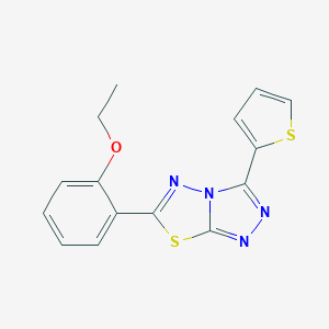 molecular formula C15H12N4OS2 B293878 6-(2-Ethoxyphenyl)-3-(thiophen-2-yl)[1,2,4]triazolo[3,4-b][1,3,4]thiadiazole 