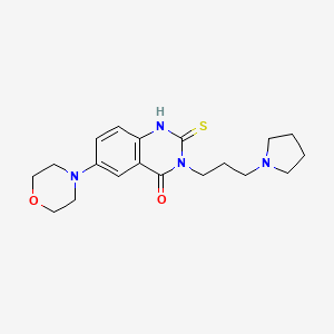 molecular formula C19H26N4O2S B2938786 6-morpholin-4-yl-3-(3-pyrrolidin-1-ylpropyl)-2-thioxo-2,3-dihydroquinazolin-4(1H)-one CAS No. 689768-71-6