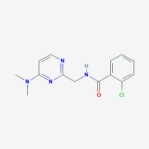 B2938795 2-chloro-N-((4-(dimethylamino)pyrimidin-2-yl)methyl)benzamide CAS No. 1797619-59-0
