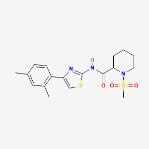 molecular formula C18H23N3O3S2 B2938818 N-(4-(2,4-dimethylphenyl)thiazol-2-yl)-1-(methylsulfonyl)piperidine-2-carboxamide CAS No. 1214686-53-9