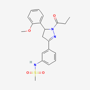 N-{3-[5-(2-methoxyphenyl)-1-propanoyl-4,5-dihydro-1H-pyrazol-3-yl]phenyl}methanesulfonamide