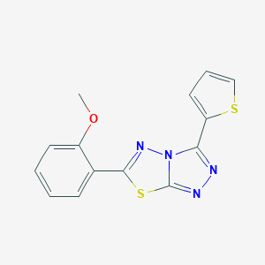 molecular formula C14H10N4OS2 B293882 6-(2-Methoxyphenyl)-3-(thiophen-2-yl)[1,2,4]triazolo[3,4-b][1,3,4]thiadiazole 