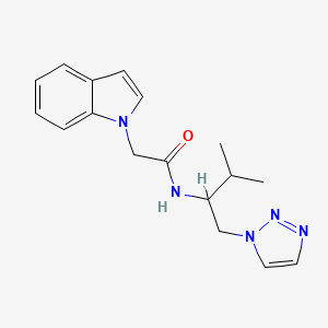 molecular formula C17H21N5O B2938823 2-(1H-吲哚-1-基)-N-(3-甲基-1-(1H-1,2,3-三唑-1-基)丁-2-基)乙酰胺 CAS No. 2034519-99-6
