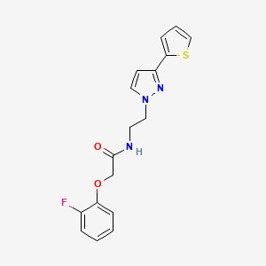 molecular formula C17H16FN3O2S B2938826 2-(2-fluorophenoxy)-N-(2-(3-(thiophen-2-yl)-1H-pyrazol-1-yl)ethyl)acetamide CAS No. 1797237-05-8
